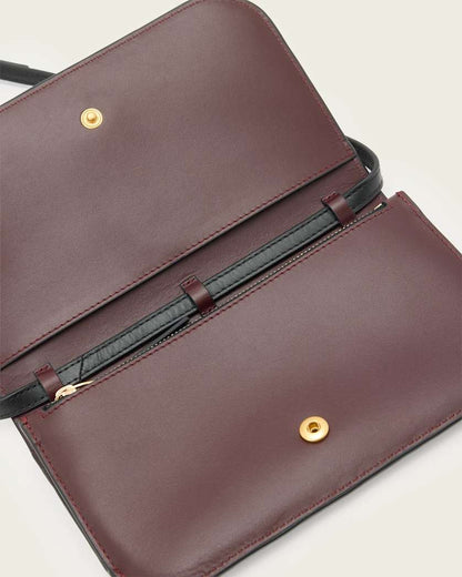 AllSaints Maeve Leather Wallet Crossbody Women's Dark Red Women's