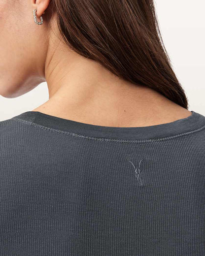AllSaints Rina Long Sleeve Crew Neck T Shirt Women's Hazed Grey Women's