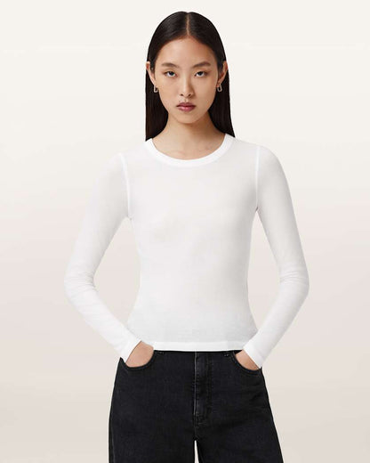 AllSaints Rina Long Sleeve Crew Neck T Shirt Women's Hazed Grey Women's