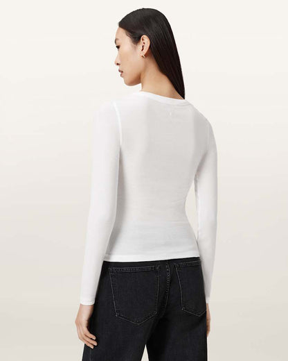 AllSaints Rina Long Sleeve Crew Neck T Shirt Women's Hazed Grey Women's