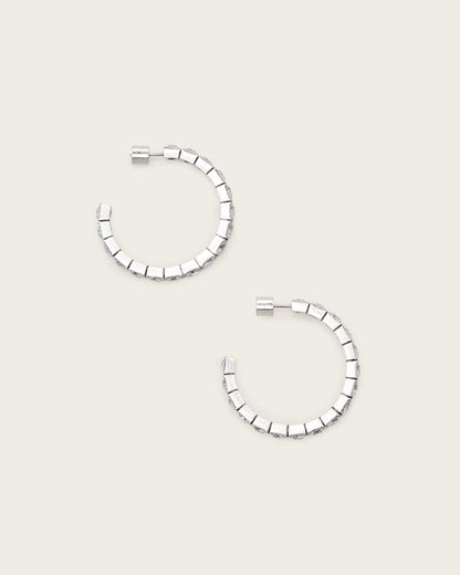 AllSaints Gia Crystal Hoop Earrings Women's Warm Silver Women's
