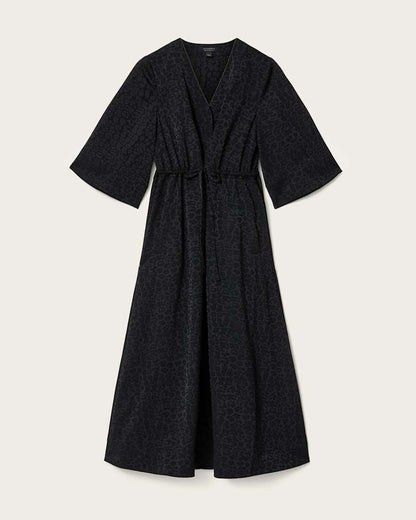 AllSaints Diana Leopard Print Pleated Maxi Dress Women's Leppo Black Women's