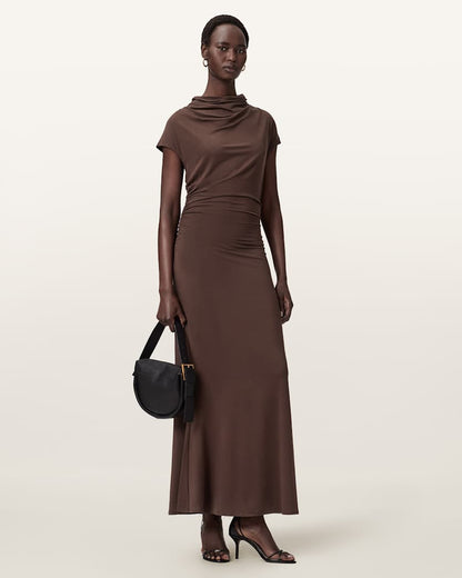 AllSaints Selena Bodycon Maxi Dress Women's Bitter Brown Women's