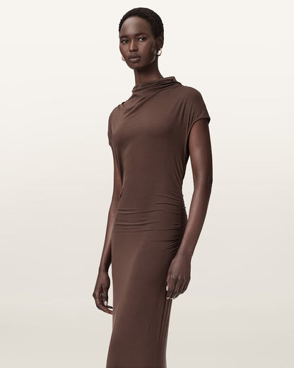 AllSaints Selena Bodycon Maxi Dress Women's Bitter Brown Women's