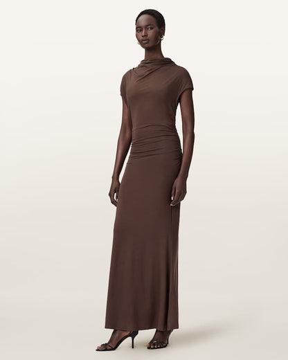 AllSaints Selena Bodycon Maxi Dress Women's Bitter Brown Women's