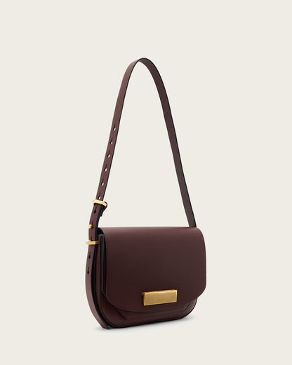 AllSaints Etta Leather Satchel Bag Women's Dark Red Women's