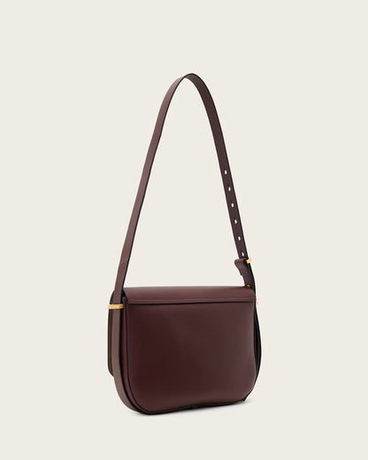 AllSaints Etta Leather Satchel Bag Women's Dark Red Women's