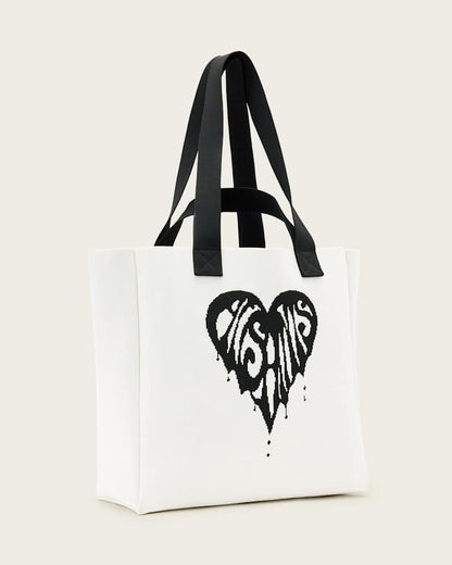 AllSaints Izzy Heart Large Knitted Tote Bag Women's White Women's