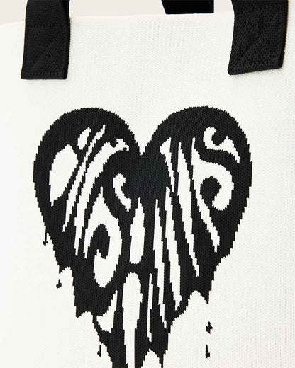 AllSaints Izzy Heart Large Knitted Tote Bag Women's White Women's