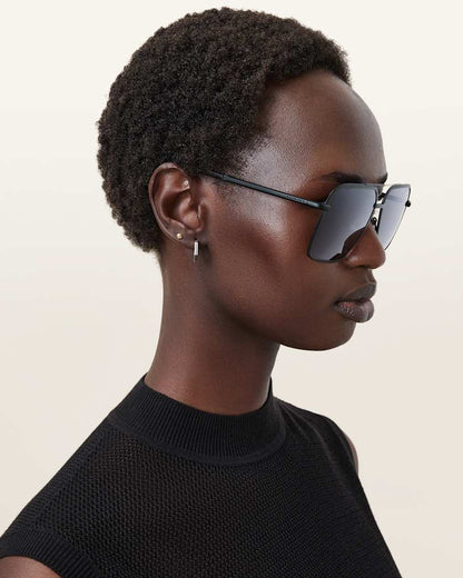 AllSaints Orien Square Aviator Sunglasses Women's Matte Black/Grey Women's