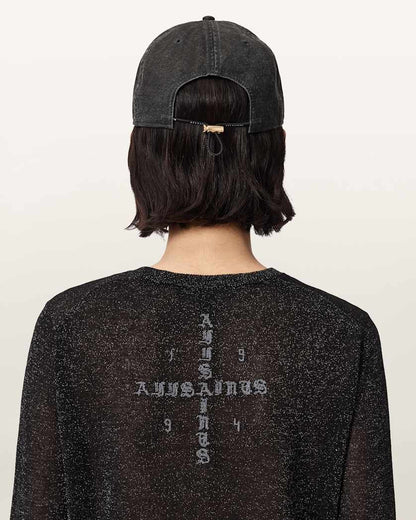 AllSaints Billie Cord Baseball Cap Women's Washed Black Women's