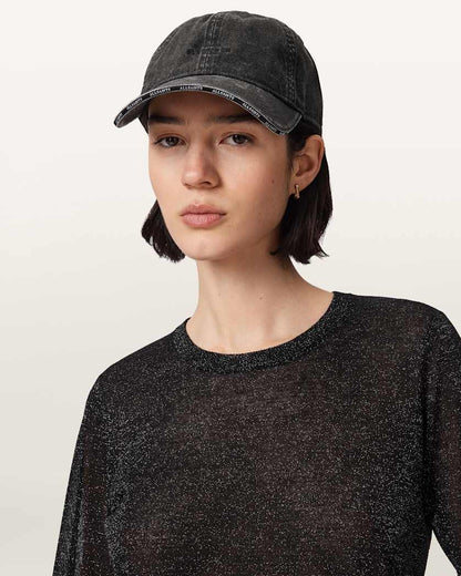 AllSaints Billie Cord Baseball Cap Women's Washed Black Women's
