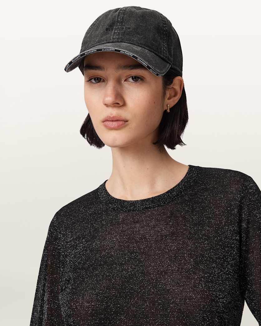 AllSaints Billie Cord Baseball Cap Women's Washed Black Women's