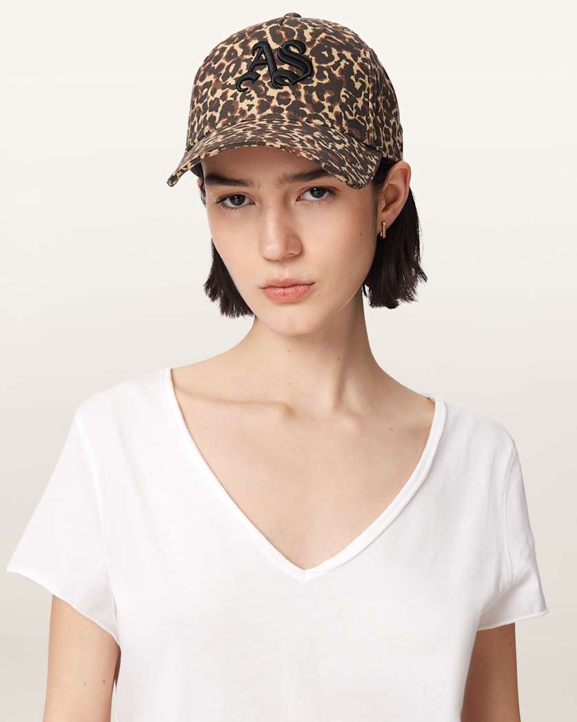 AllSaints Casey Leopard Print Baseball Cap Women's Brown Women's