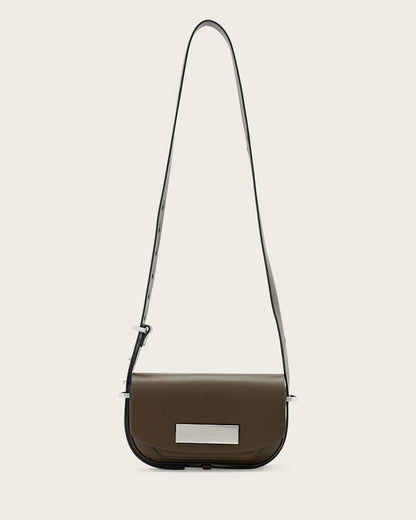 AllSaints Etta Leather Satchel Crossbody Bag Women's Fango Brown Women's
