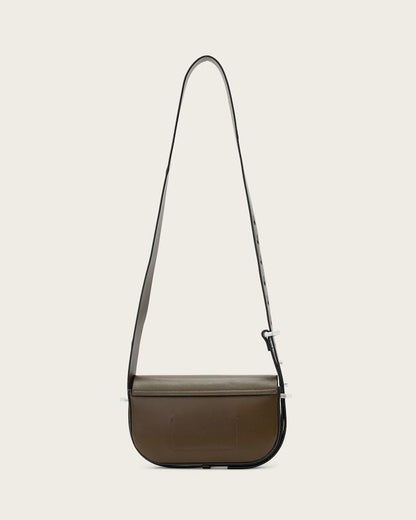 AllSaints Etta Leather Satchel Crossbody Bag Women's Fango Brown Women's
