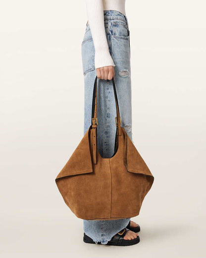 AllSaints Ara Suede Tote Bag Women's Arizona Tan Brown Women's