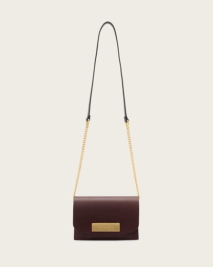 AllSaints Etta Leather Clutch Women's Dark Red Women's