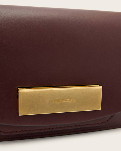 AllSaints Etta Leather Clutch Women's Dark Red Women's