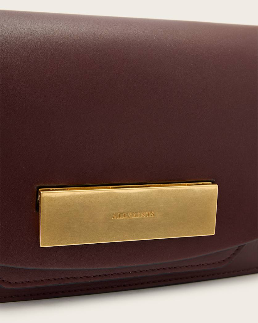 AllSaints Etta Leather Clutch Women's Dark Red Women's
