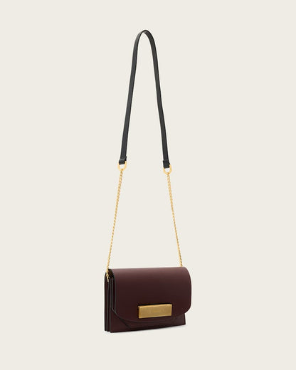 AllSaints Etta Leather Clutch Women's Dark Red Women's