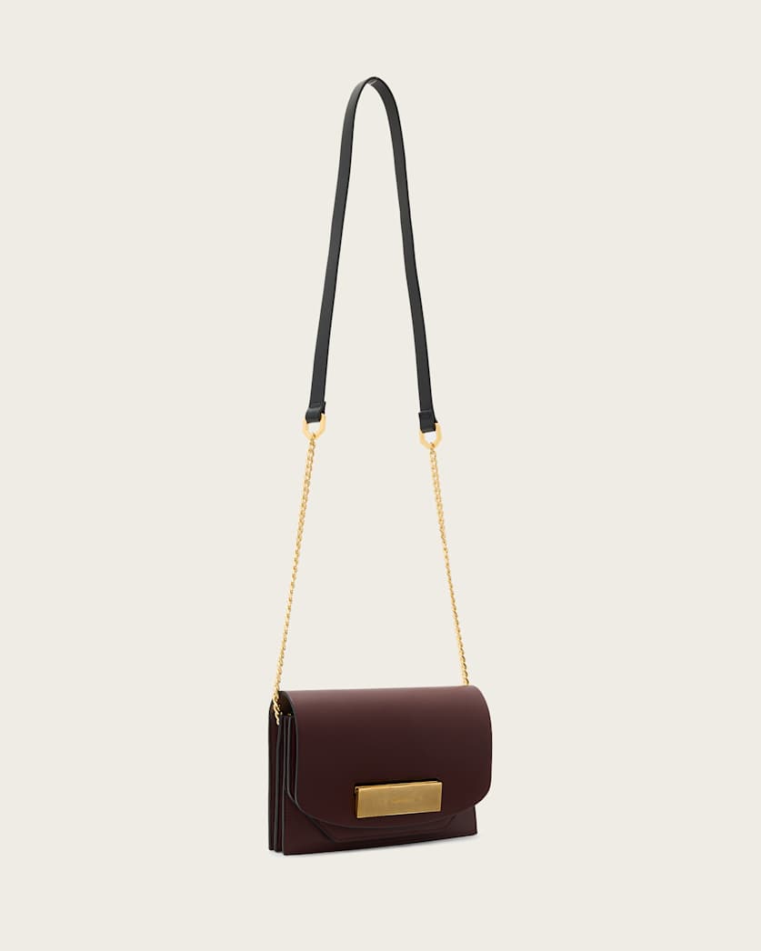 AllSaints Etta Leather Clutch Women's Dark Red Women's