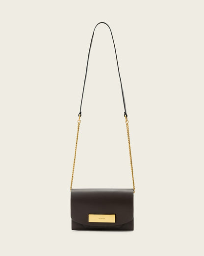 AllSaints Etta Leather Clutch Bag Women's Bitter Brown Women's