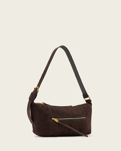 AllSaints Vega Suede Shoulder Bag Women's Bitter Brown Women's