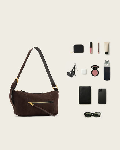 AllSaints Vega Suede Shoulder Bag Women's Bitter Brown Women's
