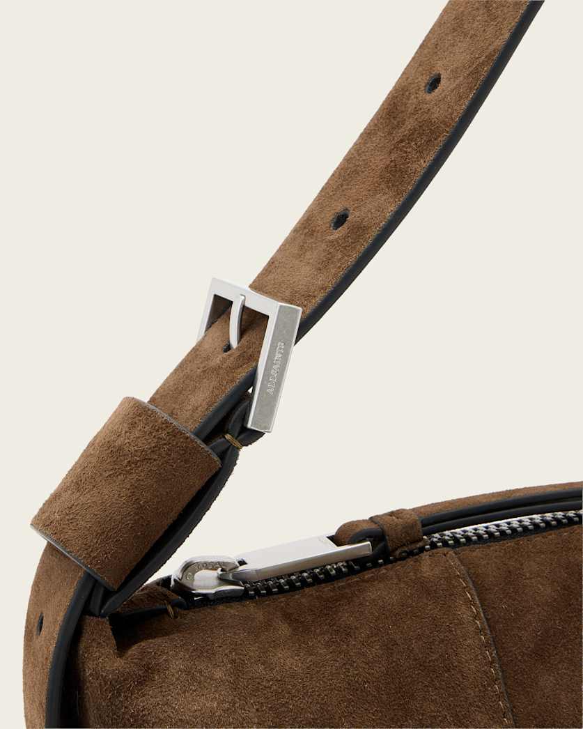 AllSaints Vega Suede Shoulder Bag Women's Fango Brown Women's
