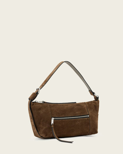 AllSaints Vega Suede Shoulder Bag Women's Fango Brown Women's