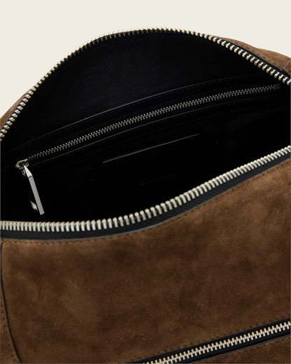 AllSaints Vega Suede Shoulder Bag Women's Fango Brown Women's