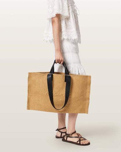 AllSaints Lutece Woven Tote Bag Women's Biscuit Brown Women's