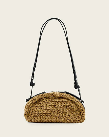 AllSaints Rosalie Arc Woven Crossbody Bag Women's Biscuit Brown Women's