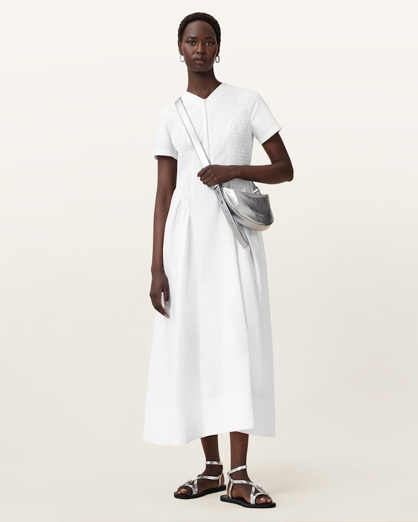 AllSaints Sheena Cotton Midi Dress Women's White Women's