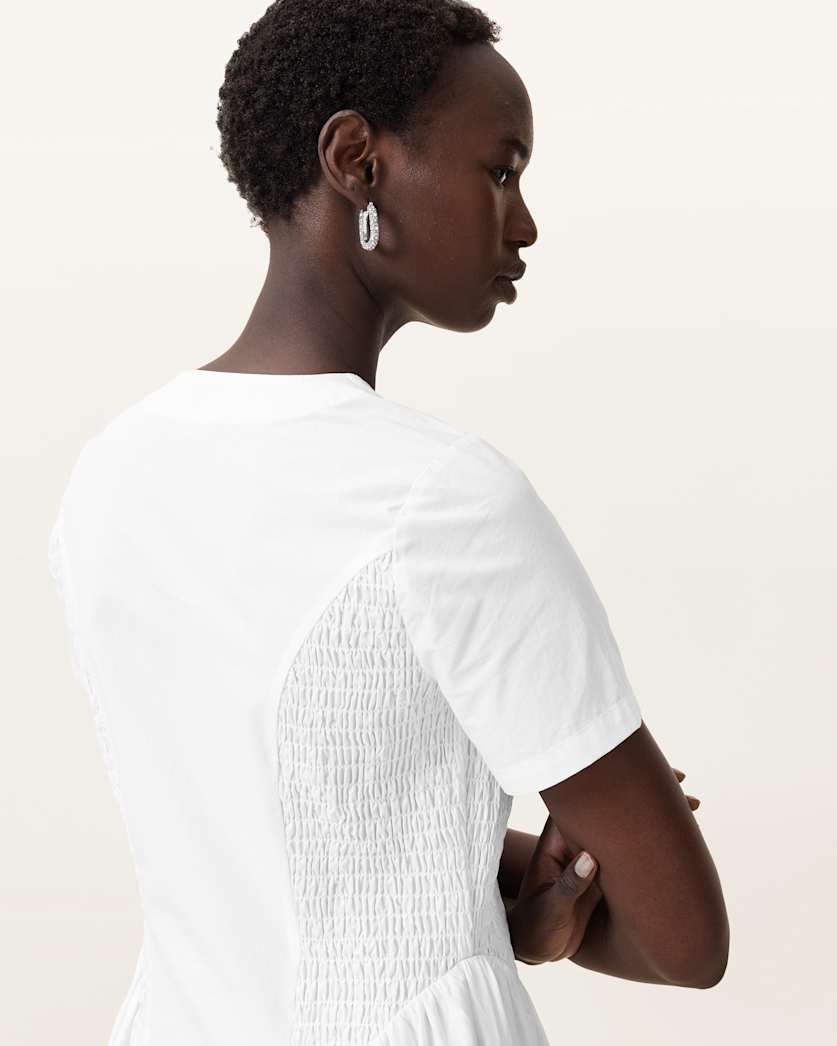 AllSaints Sheena Cotton Midi Dress Women's White Women's