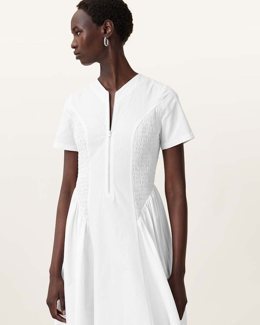 AllSaints Sheena Cotton Midi Dress Women's White Women's