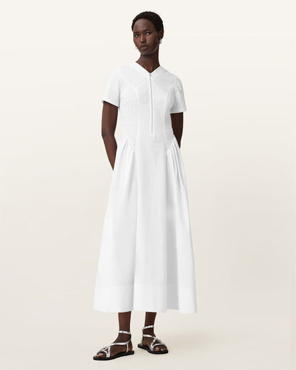 AllSaints Sheena Cotton Midi Dress Women's White Women's