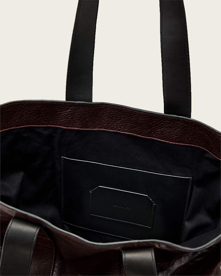AllSaints Ares Grain Leather Open Tote Bag Women's Burnt Umber Red Women's