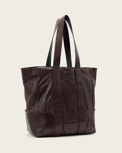 AllSaints Ares Grain Leather Open Tote Bag Women's Burnt Umber Red Women's