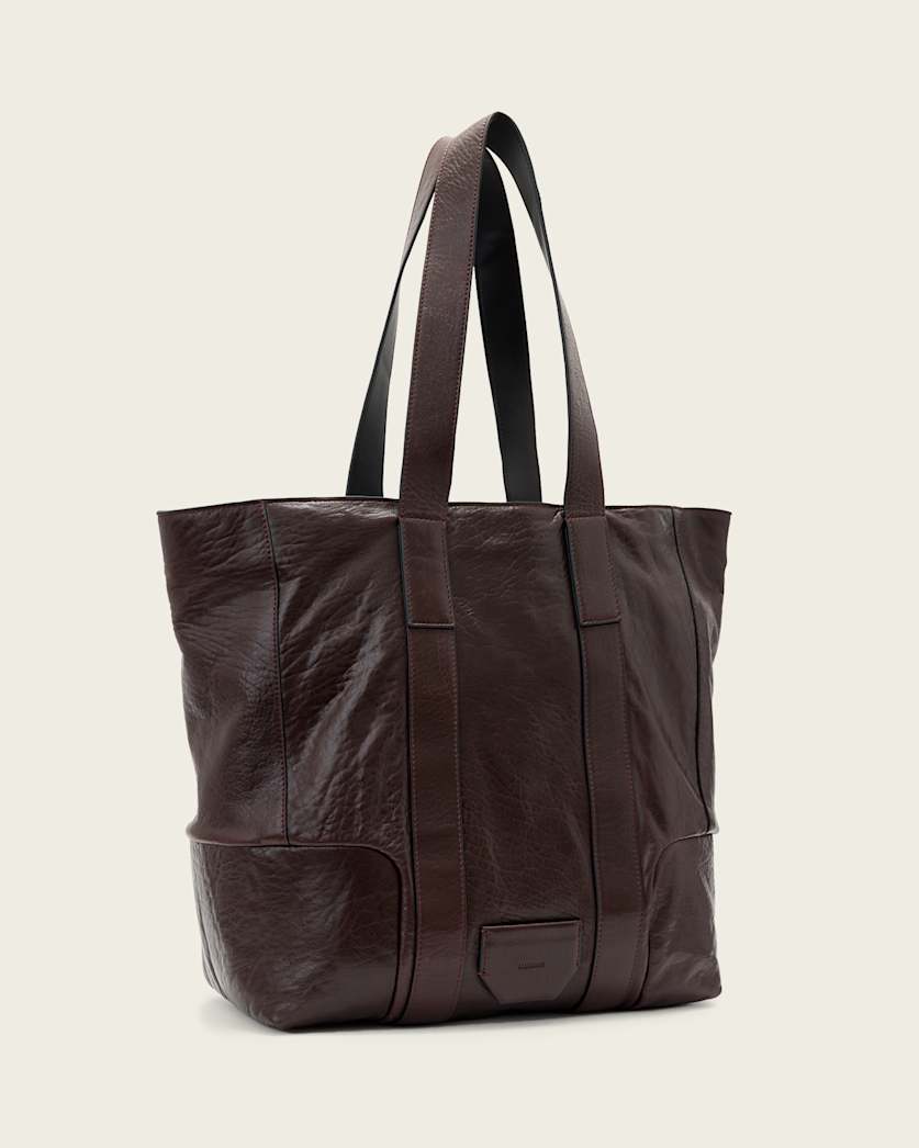 AllSaints Ares Grain Leather Open Tote Bag Women's Burnt Umber Red Women's