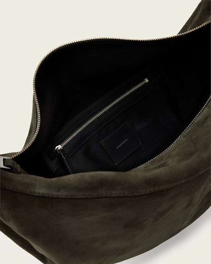 AllSaints Luna Slouchy Suede Shoulder Bag Women's Olive Green Women's