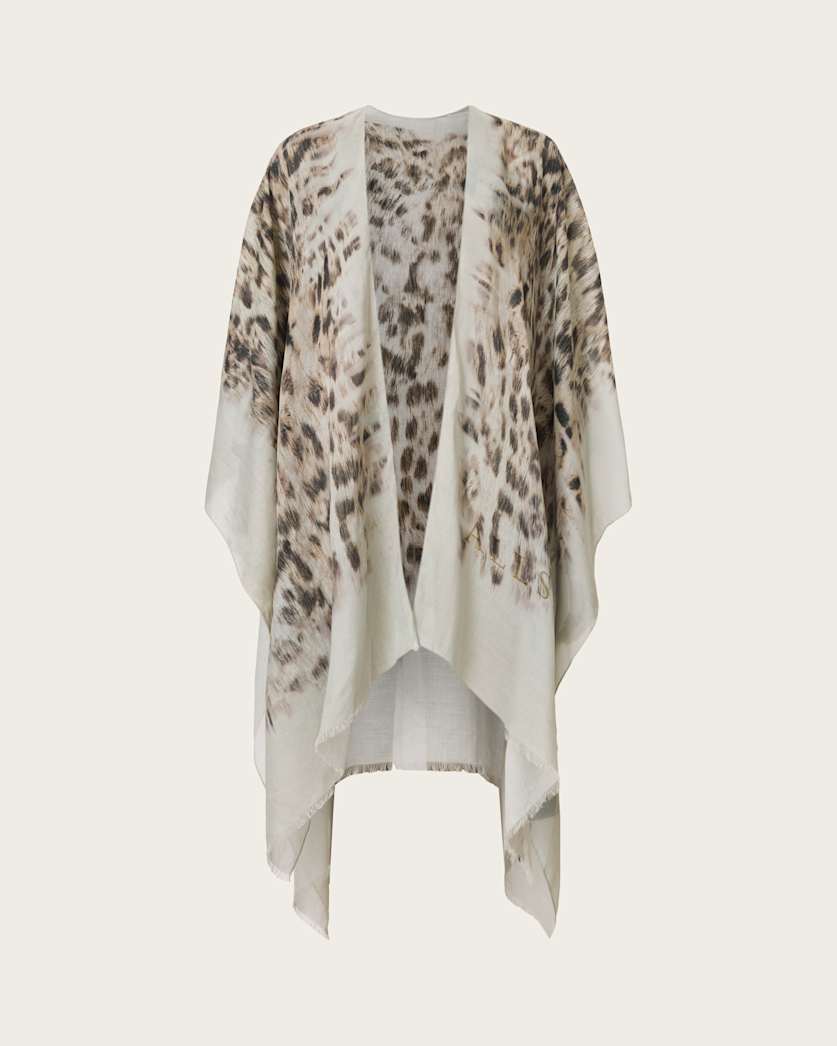 AllSaints Evia Leopard Print Ruana Women's Sand White Women's