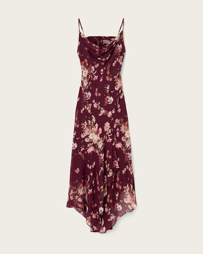 AllSaints Charlotte Floral Maxi Dress Women's Armada Wine Red Women's