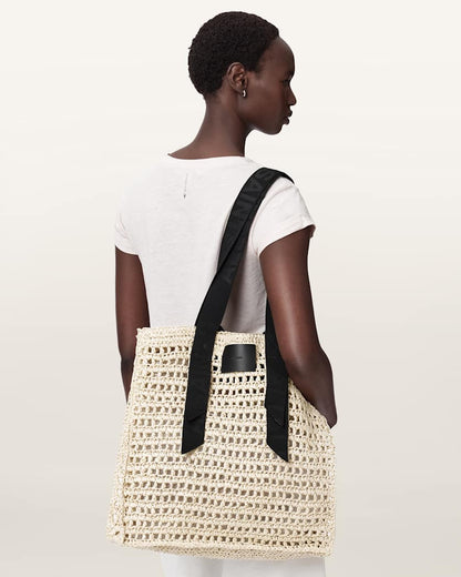 AllSaints Lullah Woven Tote Bag Women's Unbleached White Women's