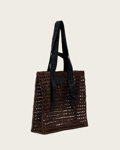 AllSaints Lullah Woven Tote Bag Women's Cognac Brown Women's