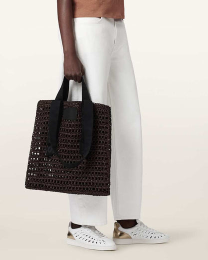 AllSaints Lullah Woven Tote Bag Women's Cognac Brown Women's