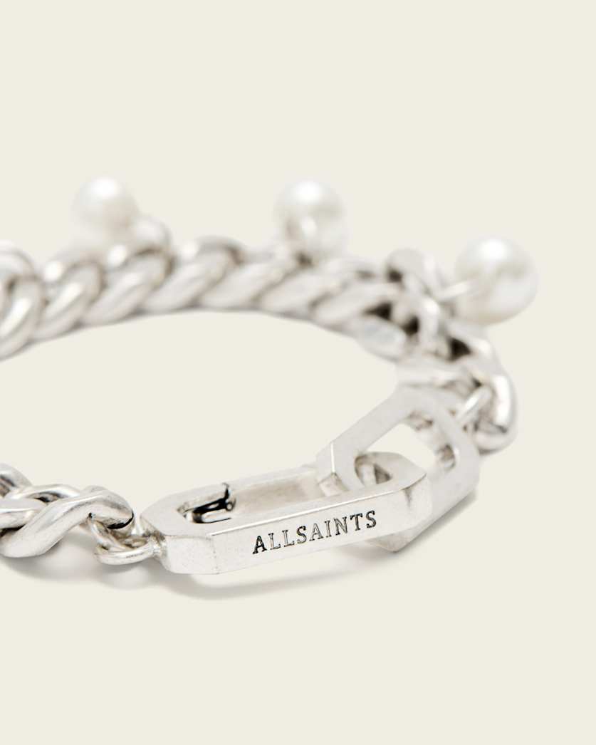 AllSaints Rue Pearl Bracelet Women's Warm Silver Women's