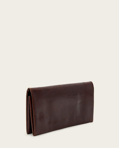 AllSaints Harluna Leather Clutch Bag Women's Cognac Brown Women's