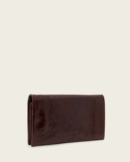 AllSaints Harluna Leather Clutch Bag Women's Cognac Brown Women's